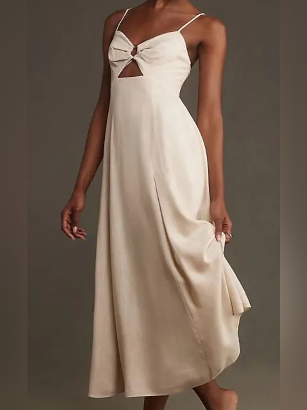 Anthropologie Linen Sweetheart A-Line Midi Dress